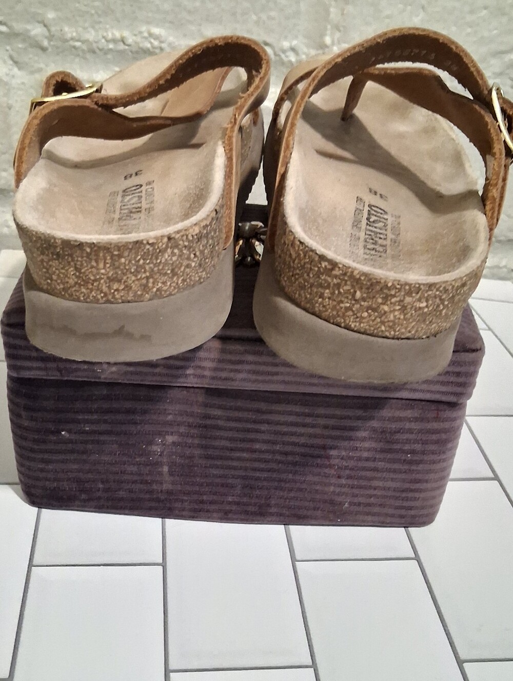 Mephisto Helen Sandals Women Tan Sz38(7)Usa Genuine Leather Made France - Picture 4 of 12